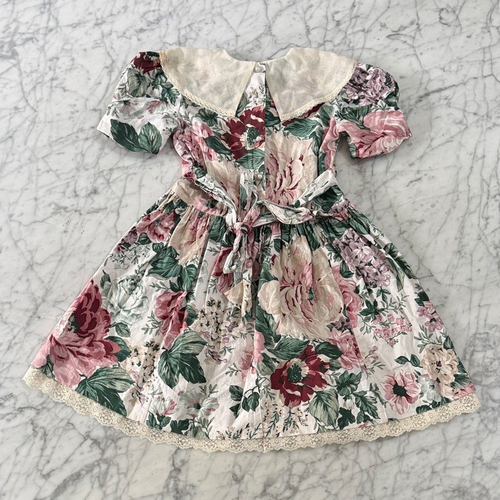 Vintage Cottagecore 90’s Girls Sz 6 Floral Kids Dress Lace Detail Candy Club - Picture 5 of 6
